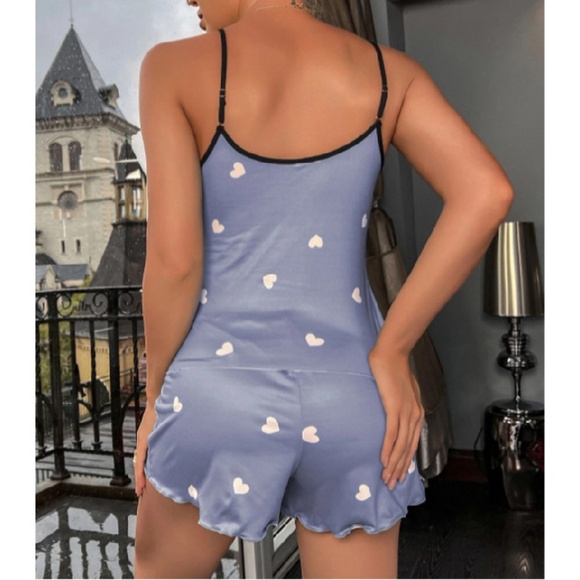 2/$30 Heart Print Purple Pyjama Set Sleeveless Top and Shorts Sleepwear Pj Sz L - Picture 5 of 6